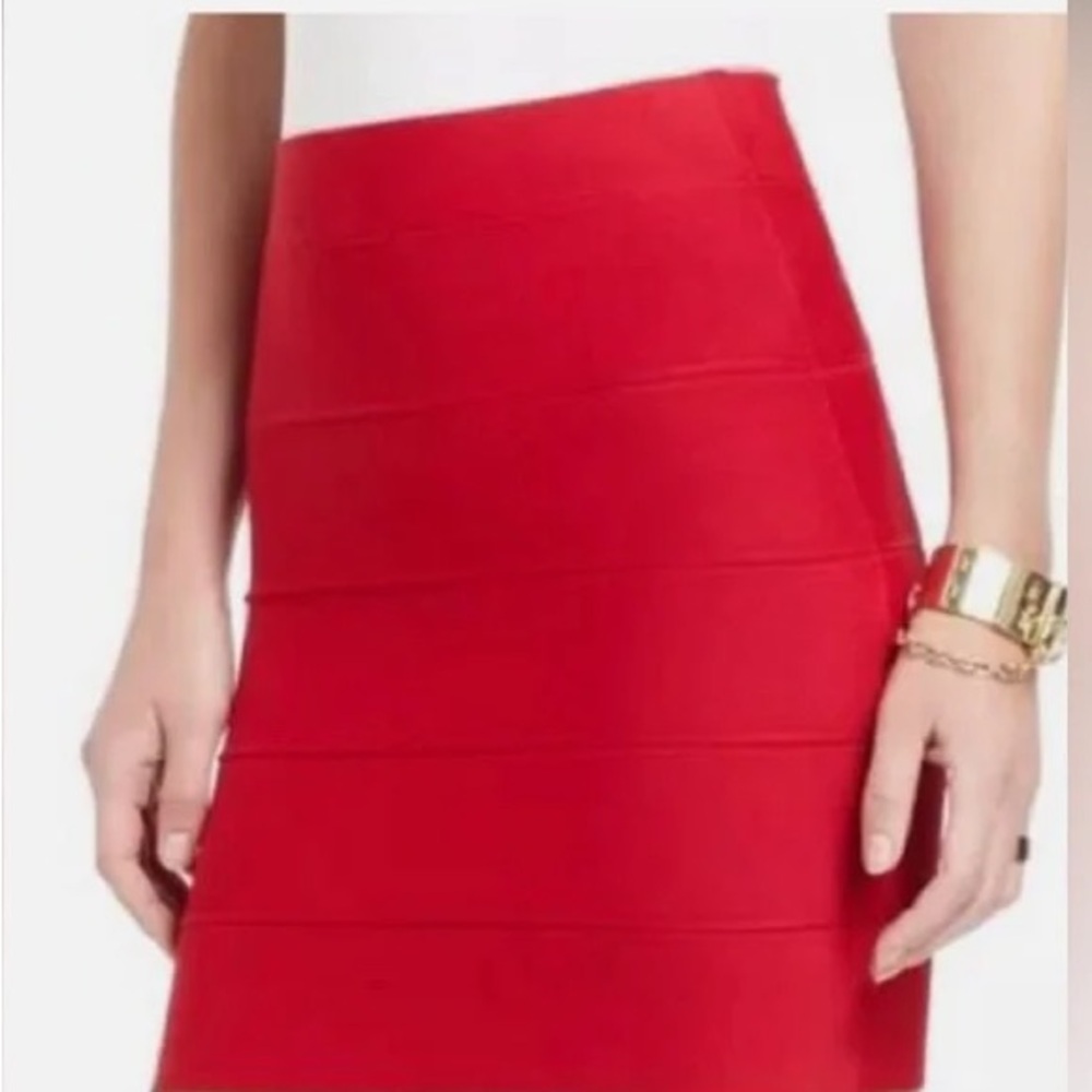 BCBG Long Red Pencil Skirt